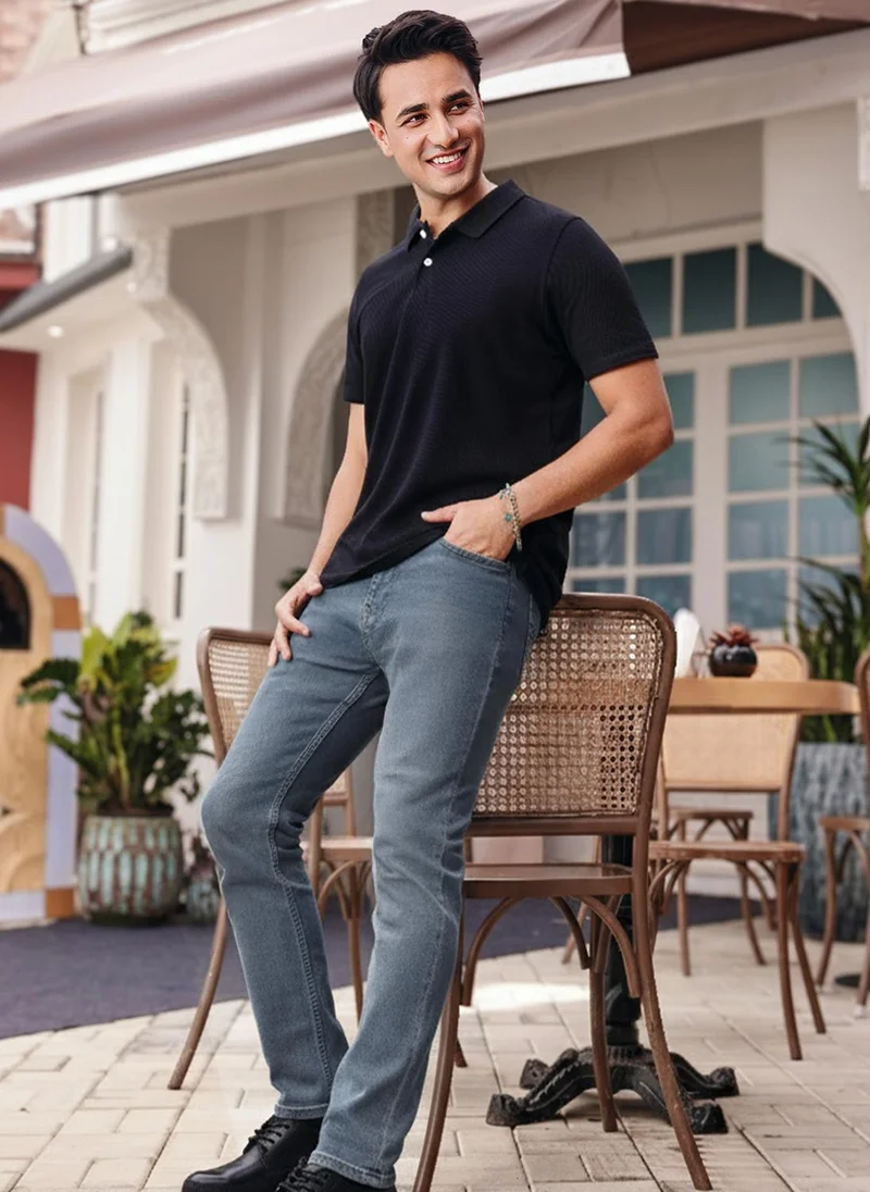 Urbano Fashion Men's Light Grey Slim Fit Denim Jeans Stretchable